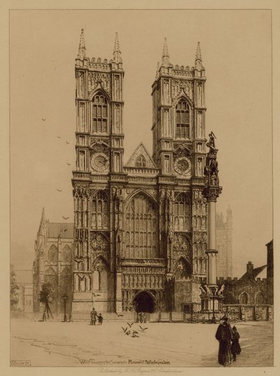 West Tower and Crimean Monument at Westminster Abbey by English Photographer