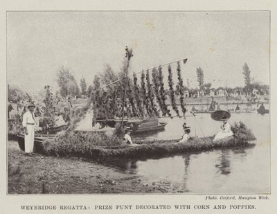 Weybridge Regatta, Prize Punt decorated with Corn and Poppies by English Photographer