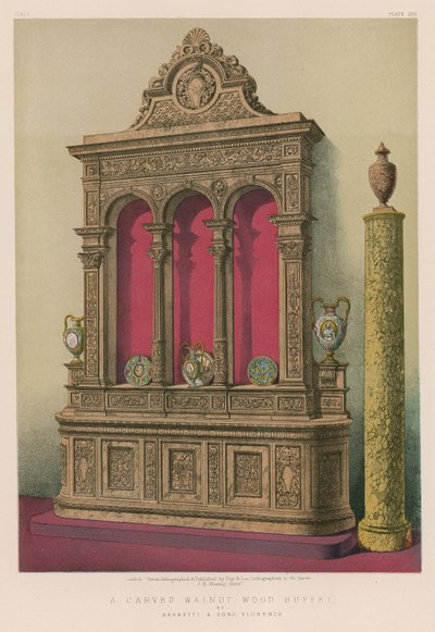 A Carved Walnut-Wood Buffet by Barbetti and Sons, Florence by English School