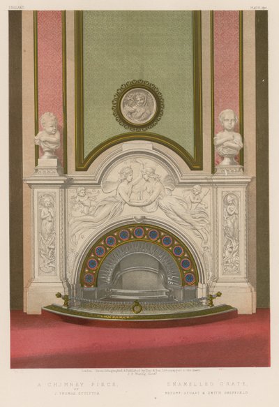A Chimney Piece; Enamelled Grate by English School