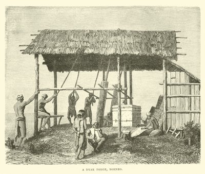 A Dyak Forge, Borneo by English School