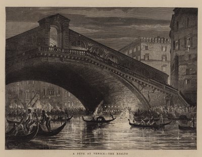 A Fete at Venice, the Rialto by English School
