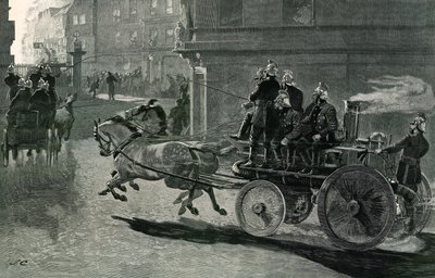 A Fire Engine on its way to a conflagration by English School