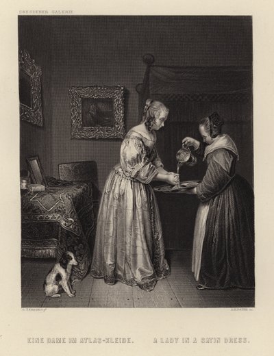 A Lady in a Satin Dress by English School