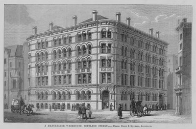 A Manchester Warehouse, Portland Street, Messrs Clegg and Knowles, Architects. Illustration for The Builder by English School