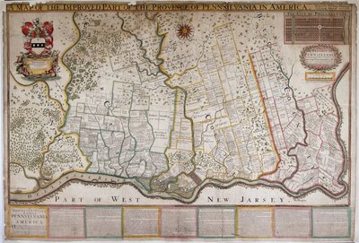 A Map of the Improved Part of the Province of Pennsylvania in America, by Thomas Holme by English School