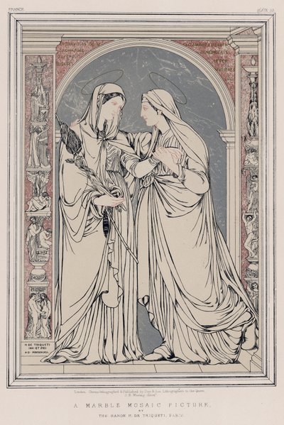 A Marble Mosaic Picture by The Baron H de Triqueti, Paris by English School