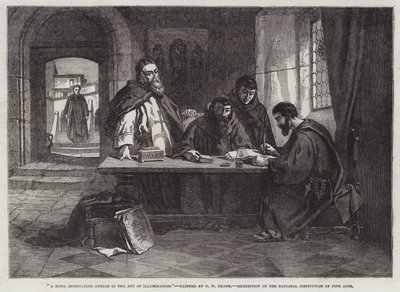 A Monk instructing others in the Art of Illumination by English School