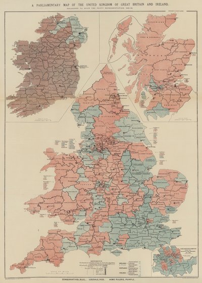 A Parliamentary Map of the United Kingdom of Great Britain and Ireland by English School