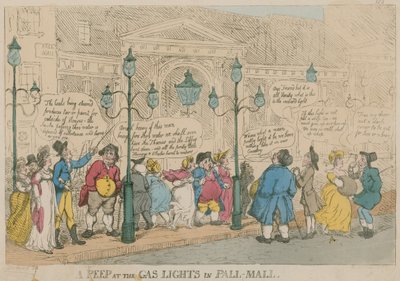 A Peep at the Gas Lights in Pall Mall, London by English School