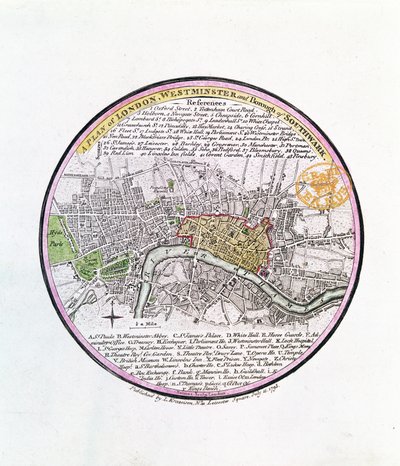 A Plan of London, Westminster and Borough of Southwark, 1793 by English School