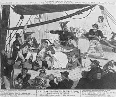 A Scene on board a Margate Hoy, as described by Dibdin by English School