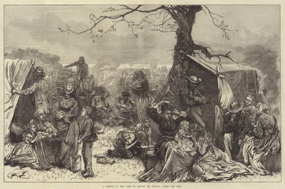 A Sketch in the Camp of Refuge at Chicago, after the Fire by English School