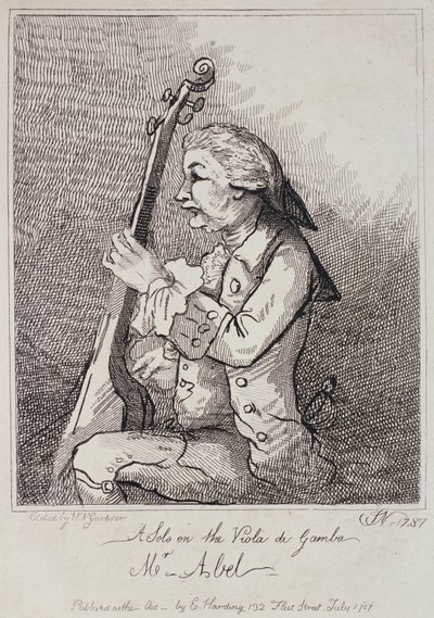 A Solo on the Viola da Gamba, Carl Friedrich Abel (1723-87) Engraved by William Nelson Gardiner (1766-1814) 1787 by English School