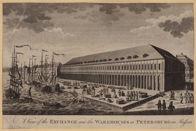 A View of the Exchange and the Warehouses at Petersburg in Russia by English School