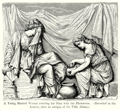 A Young Married Woman Covering Her Face with the Flammeum (Bas-Relief in the Louvre) by English School