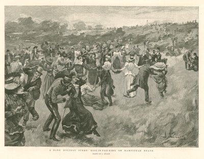 A Bank Holiday Scene: Kiss-in-the-Ring on Hampstead Heath by English School