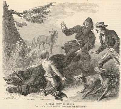 A Bear Hunt in Russia by English School