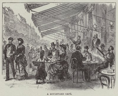 A boulevard cafe (engraving) by English School