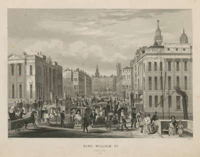 A Busy Street Scene in King William Street by English School