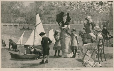 A Fine Day in Autumn by the Serpentine, Hyde Park, London by English School