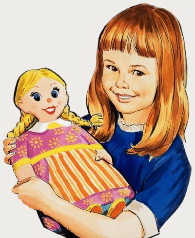 A Girl and Her Doll by English School