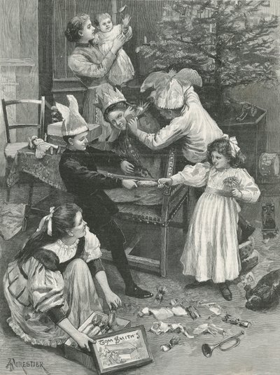 A Group of Children Playing at Christmas by English School