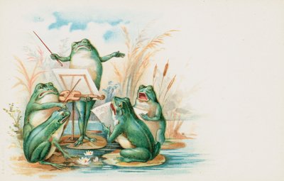 A Group of Musical Frogs by English School