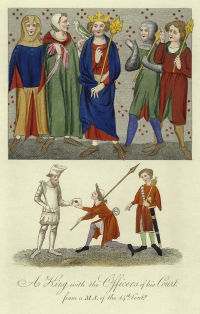 A King and the Officers of His Court, 14th Century by English School