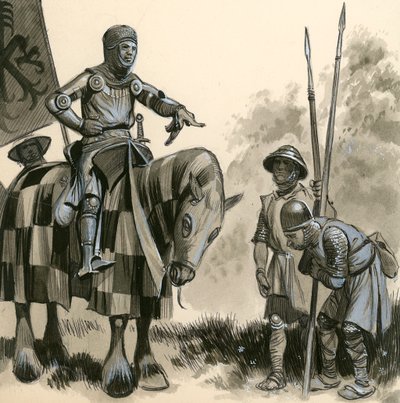 A knight in feudal times by English School