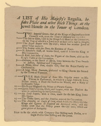 A List of His Majesty