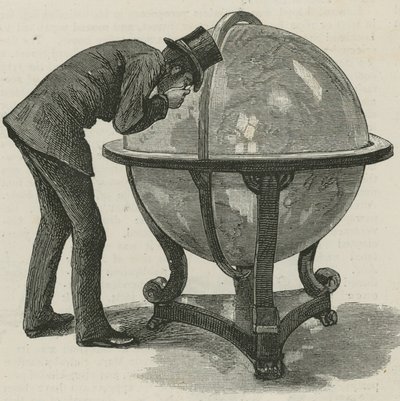 A Man from Lloyds Studying a Globe by English School
