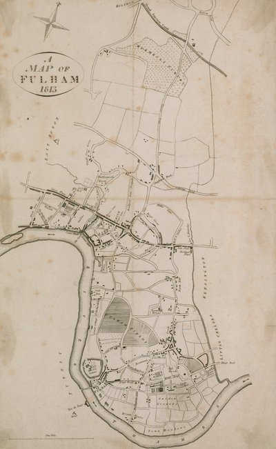A Map of Fulham, London, 1813 by English School