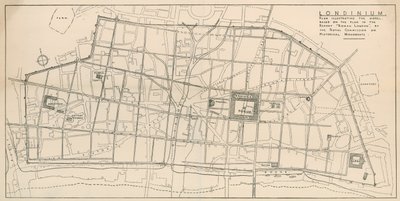A map of the model of Roman London on exhibition in the Undercroft of All-Hallows-by-the-Tower by English School
