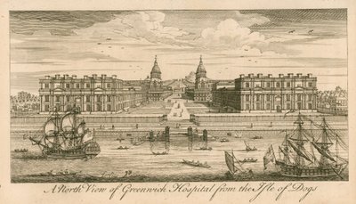 A North View of Greenwich Hospital, London, from the Isle of Dogs by English School
