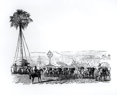 A palm tree being transported to Hyde Park for the Great Exhibition, London by English School