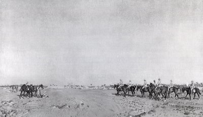 A Patrol of 14th Hussars with Commanding Officer Lieutenant Colonel R.W. Hewitt DSO Approaching to Take Turkish Surrender at the Surrender of Kazimain, March 11th 1917 by English School