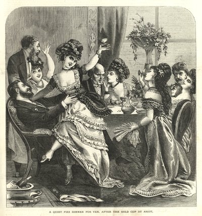 A Quiet Fizz Dinner for Ten, After the Gold Cup at Ascot by English School