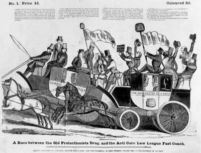 A Race Between the Old Protectionist Drag, and the Anti Corn Law League Fast Coach by English School