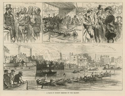 A Race in Boyton Dresses on the Thames by English School