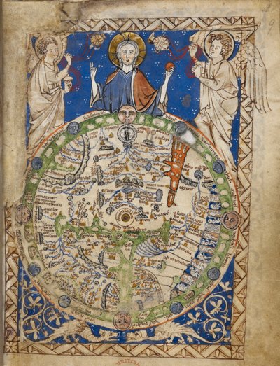A Round Map of the World, Set in a Square Ornamental Frame, Jerusalem Being in the Centre by English School