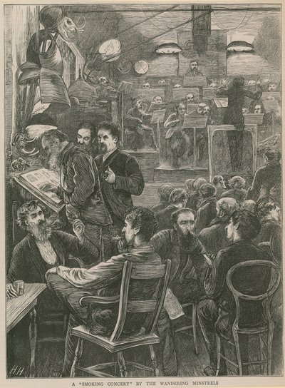 A smoking concert by the wandering minstrels by English School