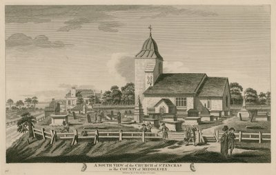 A south view of the Church of St Pancras, London, in the county of Middlesex by English School