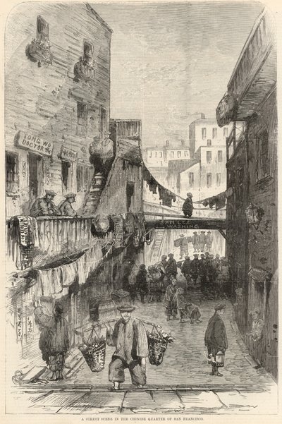 A Street Scene in the Chinese Quarter of San Francisco by English School