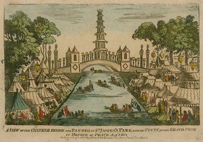 A view of the Chinese Bridge and Pagoda in St James