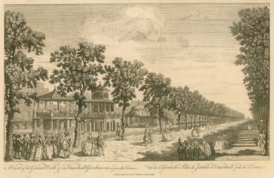 A view of the Grand Walk in Vauxhall Gardens, London, taken from the entrance by English School