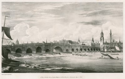 A view of the east side of London Bridge in the year 1827 by English School