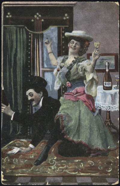 A well-dressed couple laughing by English School