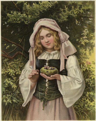 A Young Girl Holding a Bird