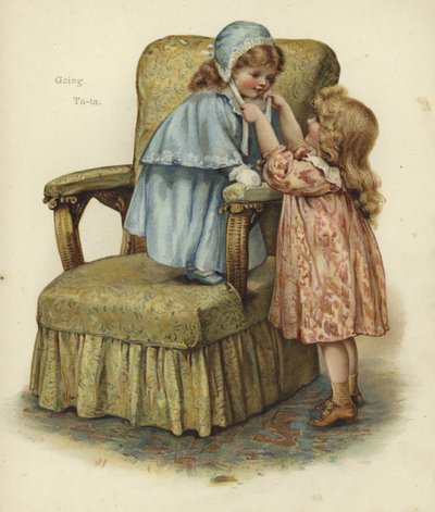 A Young Girl Standing on the Cushion of an Armchair by English School